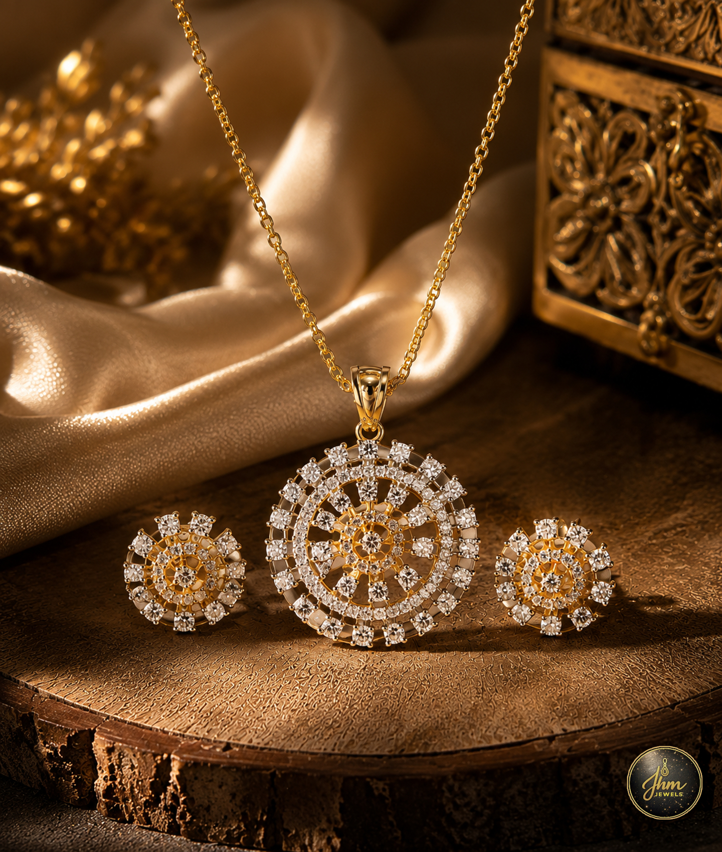 Diamond Replica Pendant and Earrings Set