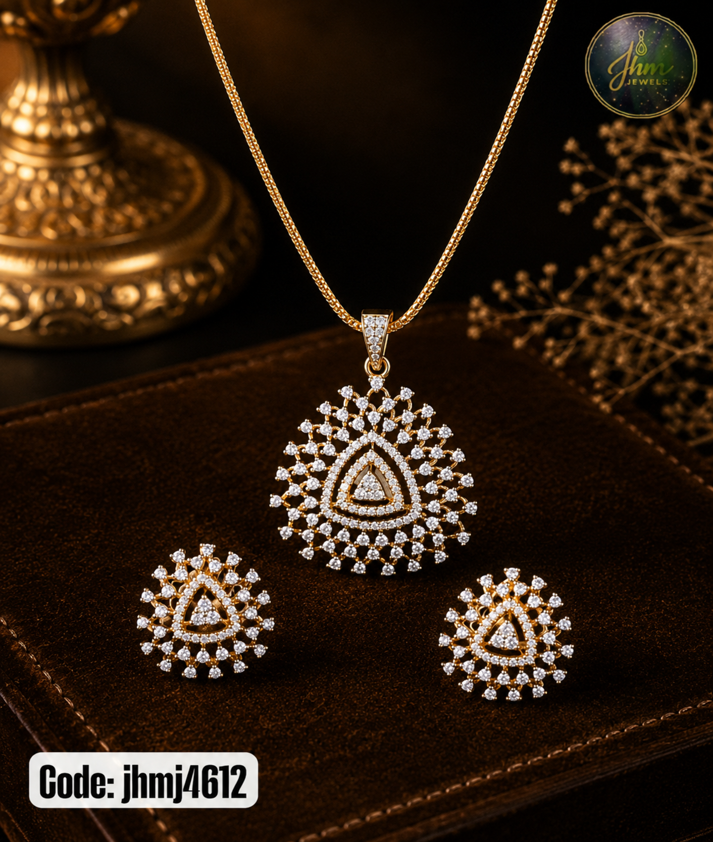 Diamond Replica Pendant and Earrings Set