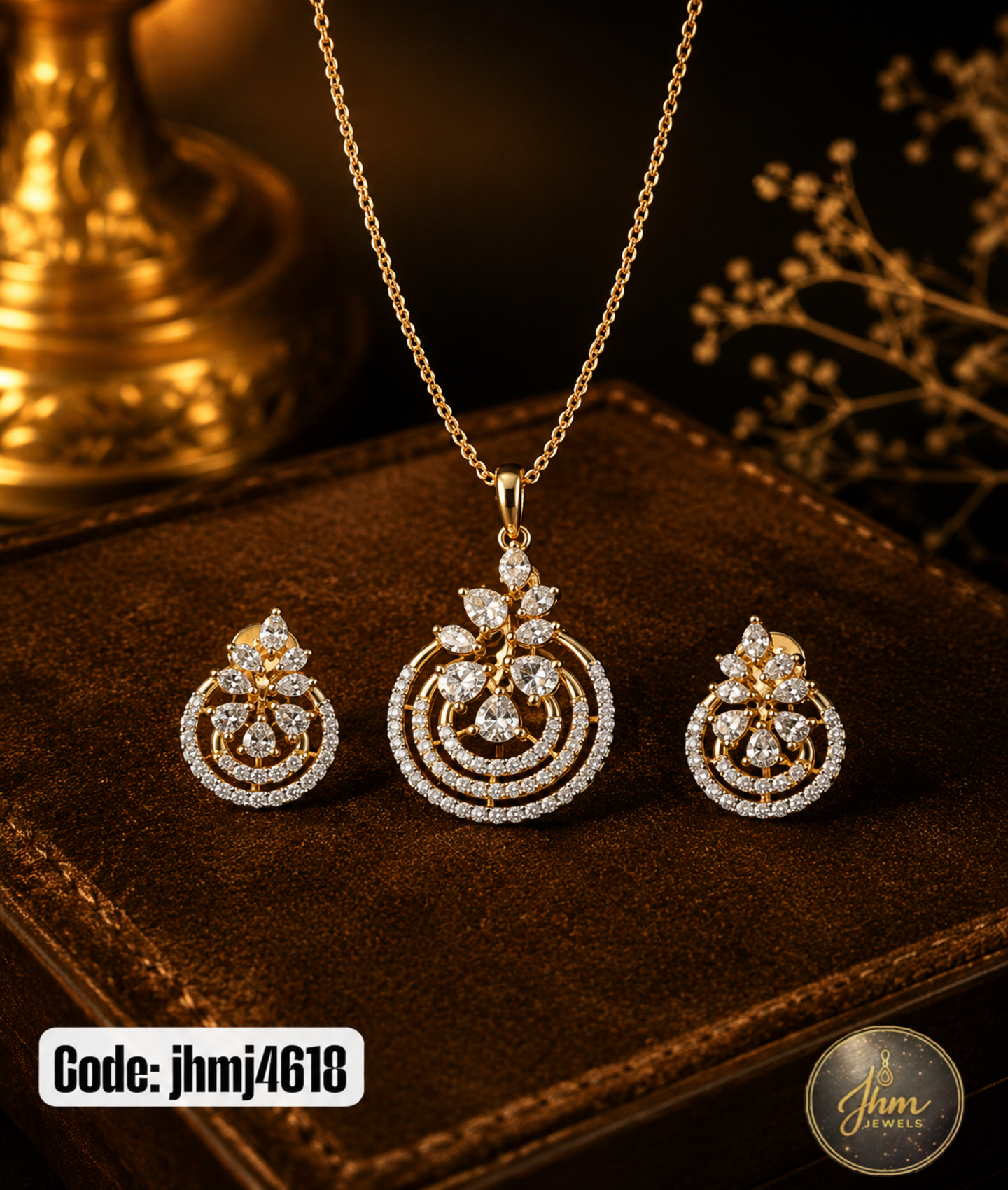 Diamond Replica Pendant and Earrings Set