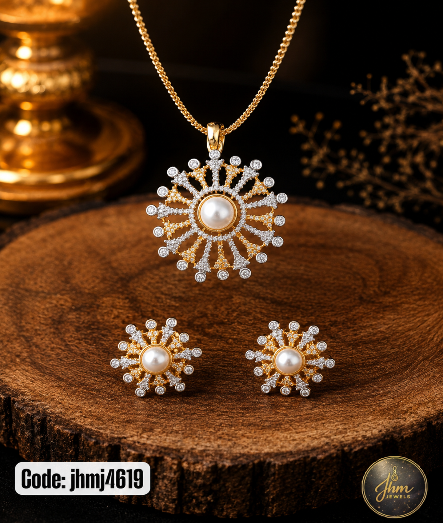 Diamond Replica Pendant and Earrings Set